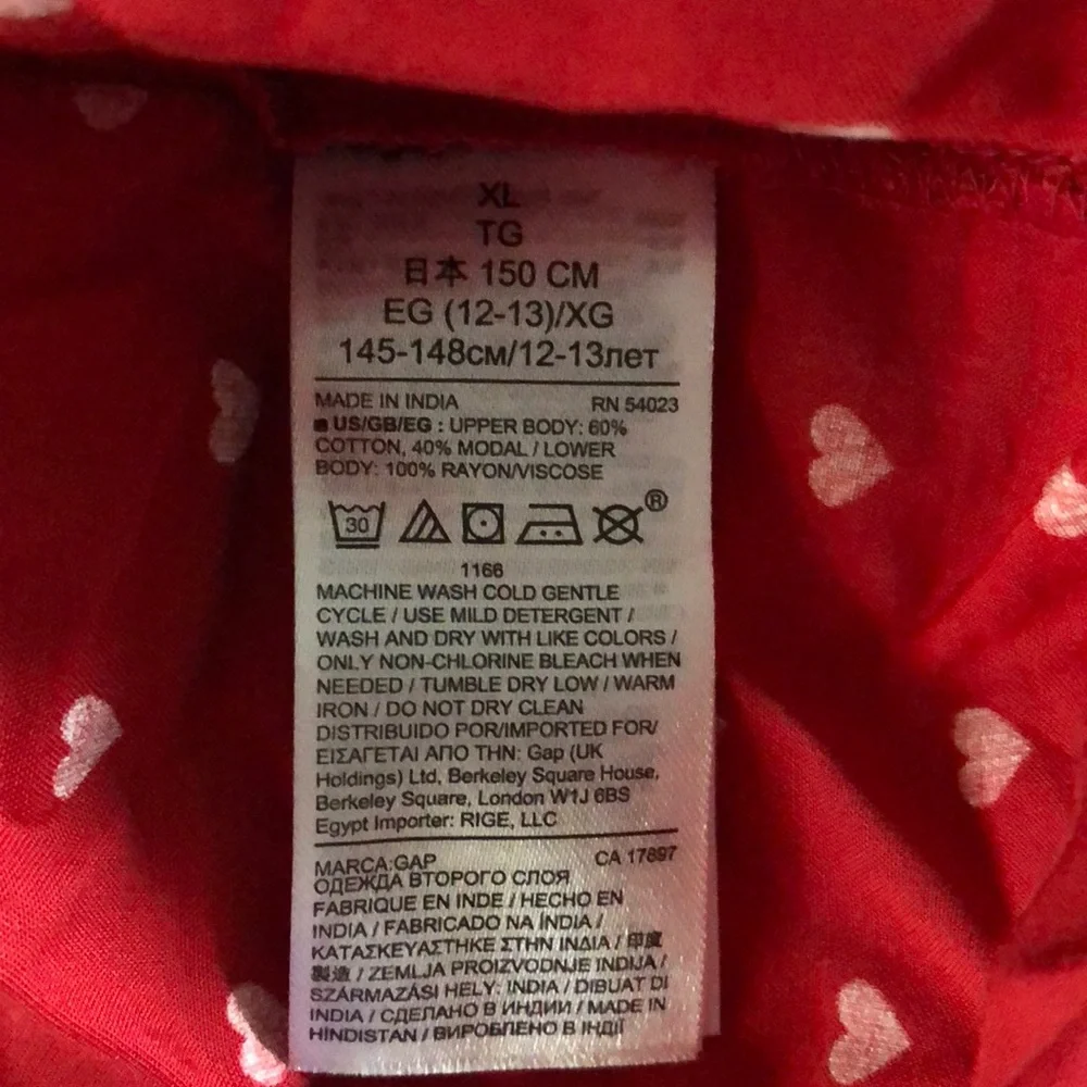 Gap Kids Dress Girls Size XL 12 Red White‎ Hearts Long Sleeve